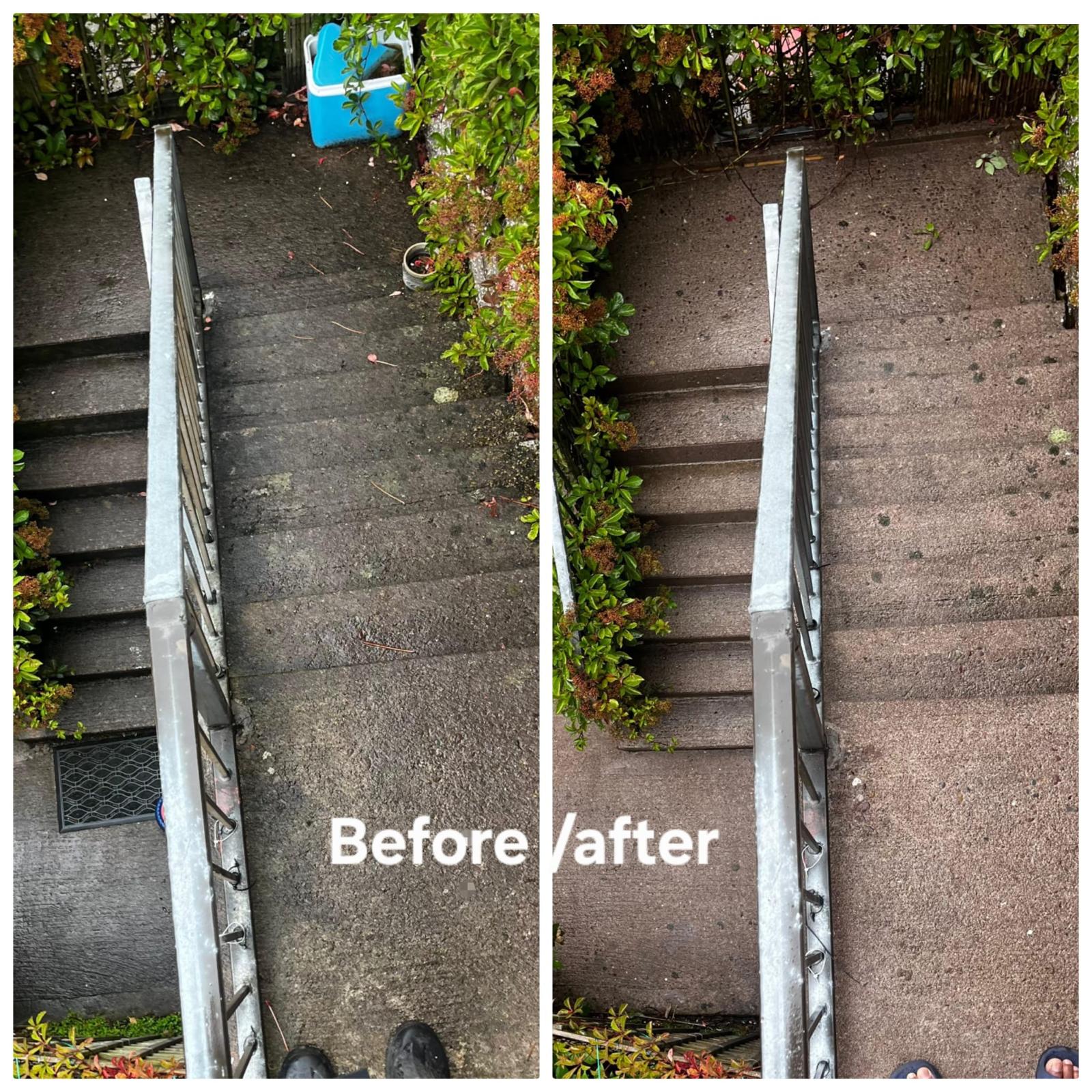 Before and after pressure washing of driveway steps, County Cork