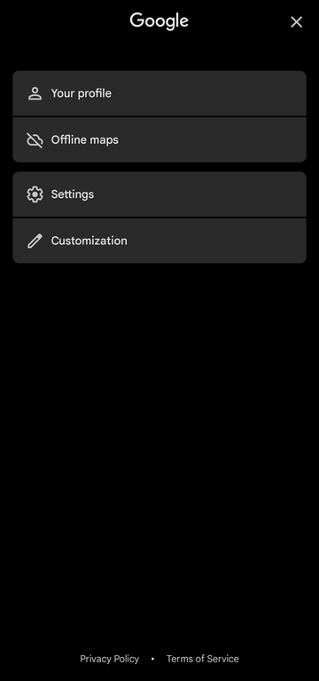 Account menu