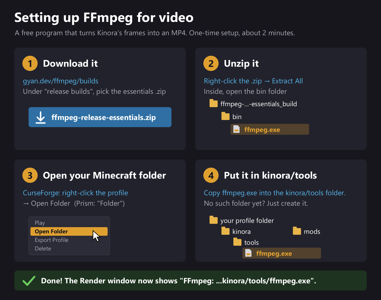 FFmpeg setup in four steps