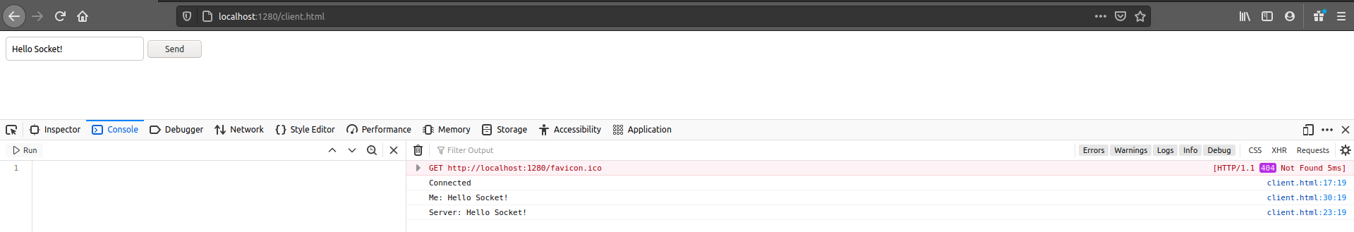 Figure 4 - Socket server and client example result.