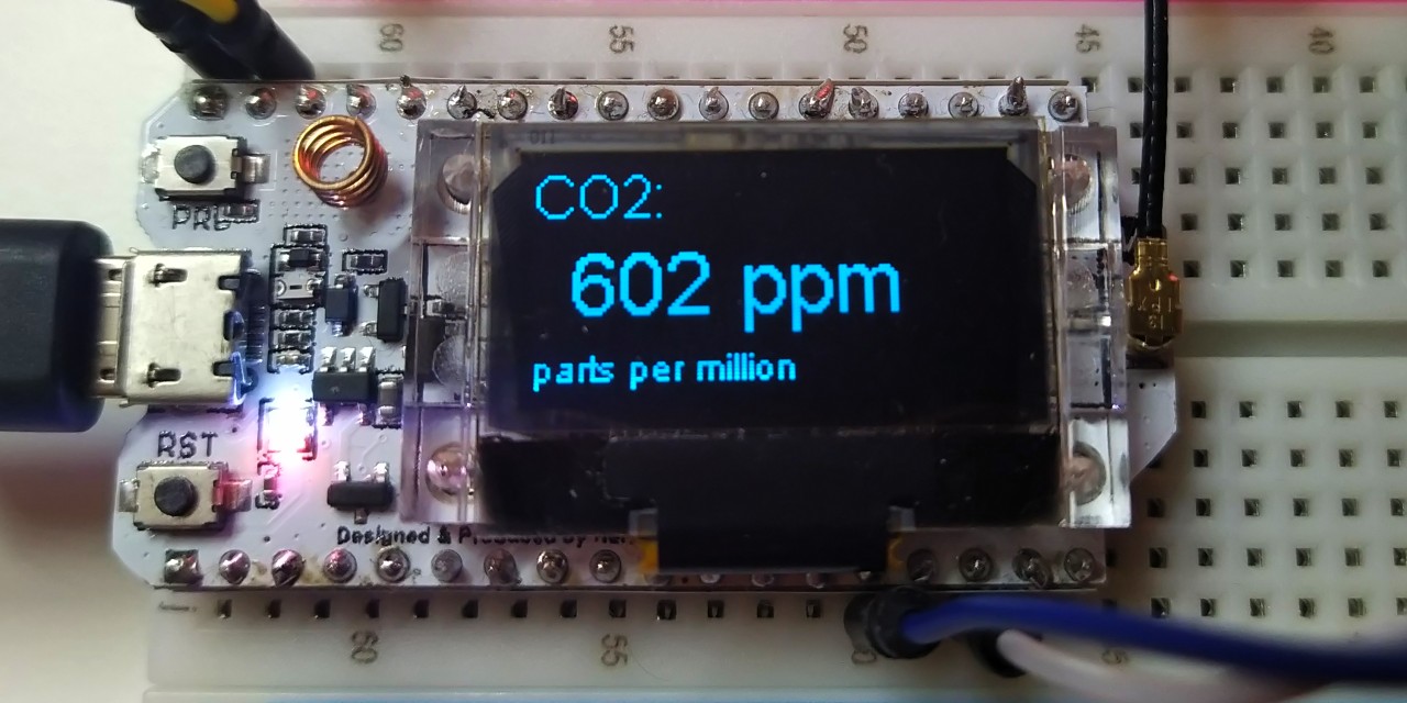 ESP32 showing carbon dioxide levels