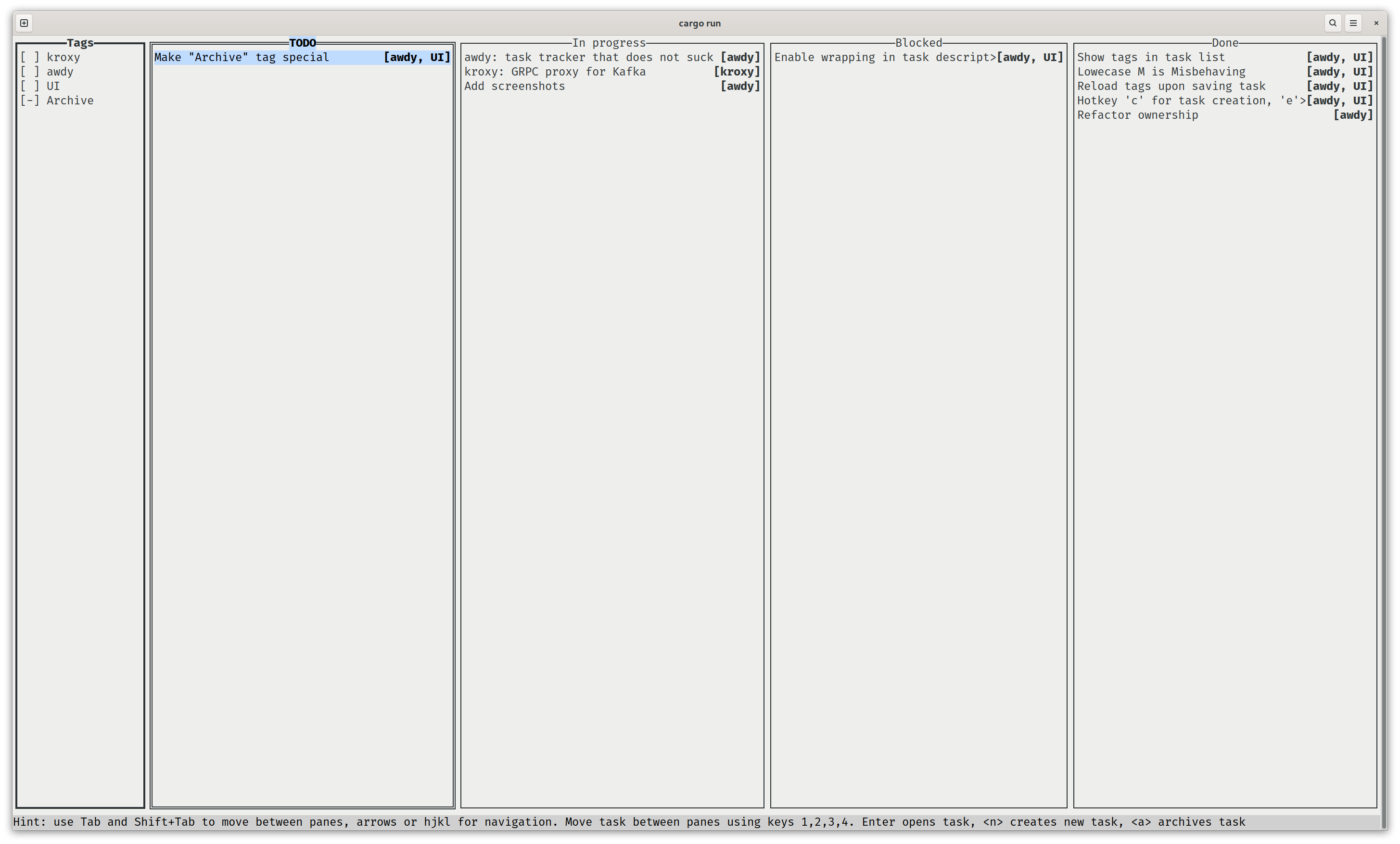 Main view, light theme