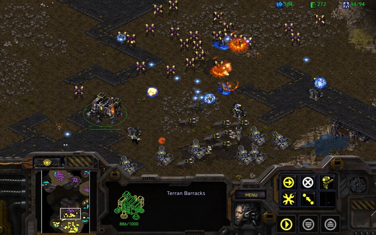 A three-way battle in StarCraft: Brood War. Astra faced Claude Opus 5.5 and a human-built bot, and started losing.