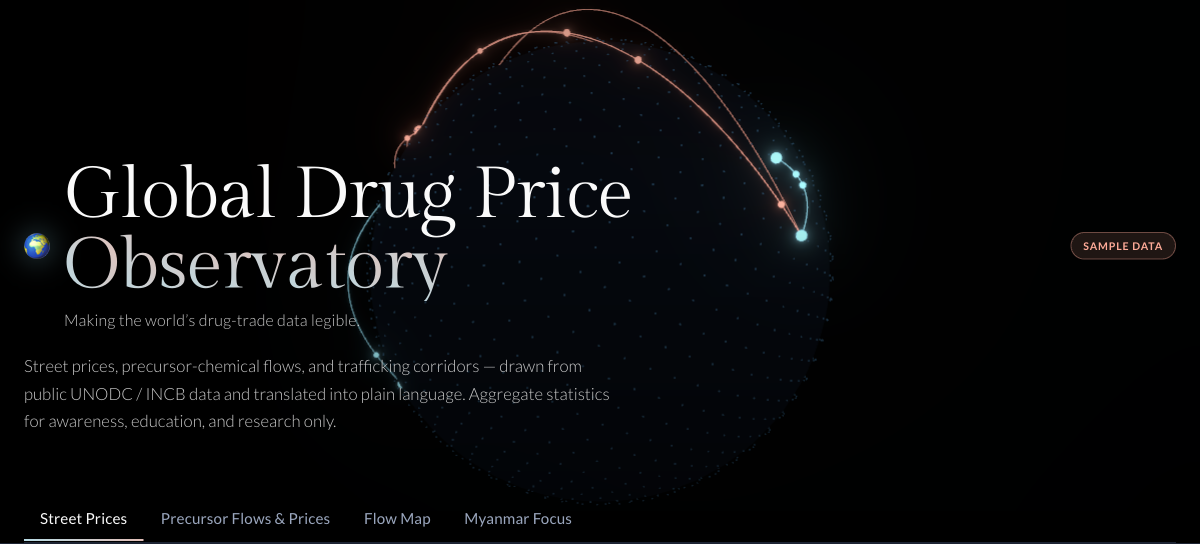 NarcoScope — WebGL hero globe