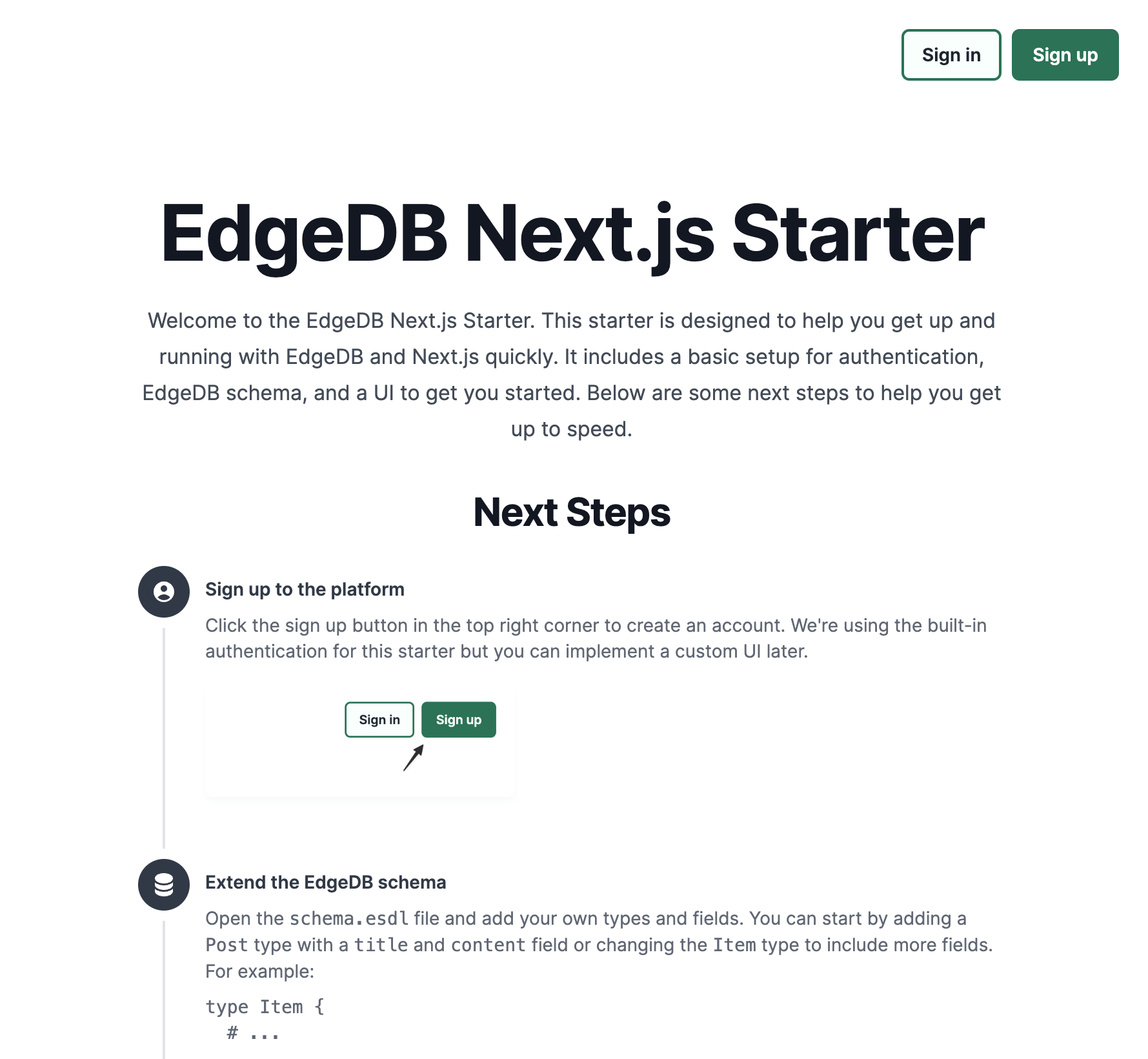Next.js + EdgeDB + EdgeDB Auth template