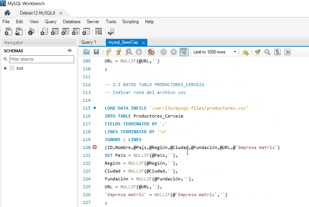 BeerCap - Implementación MySQL