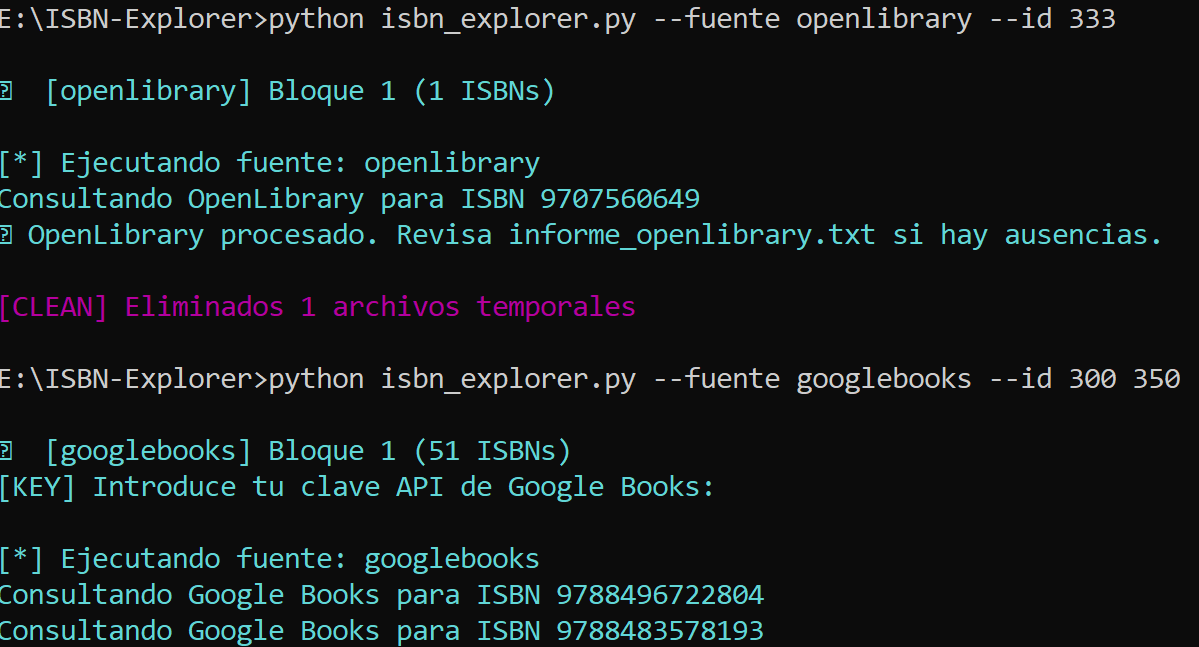 ISBN Explorer - Modos de Operacion