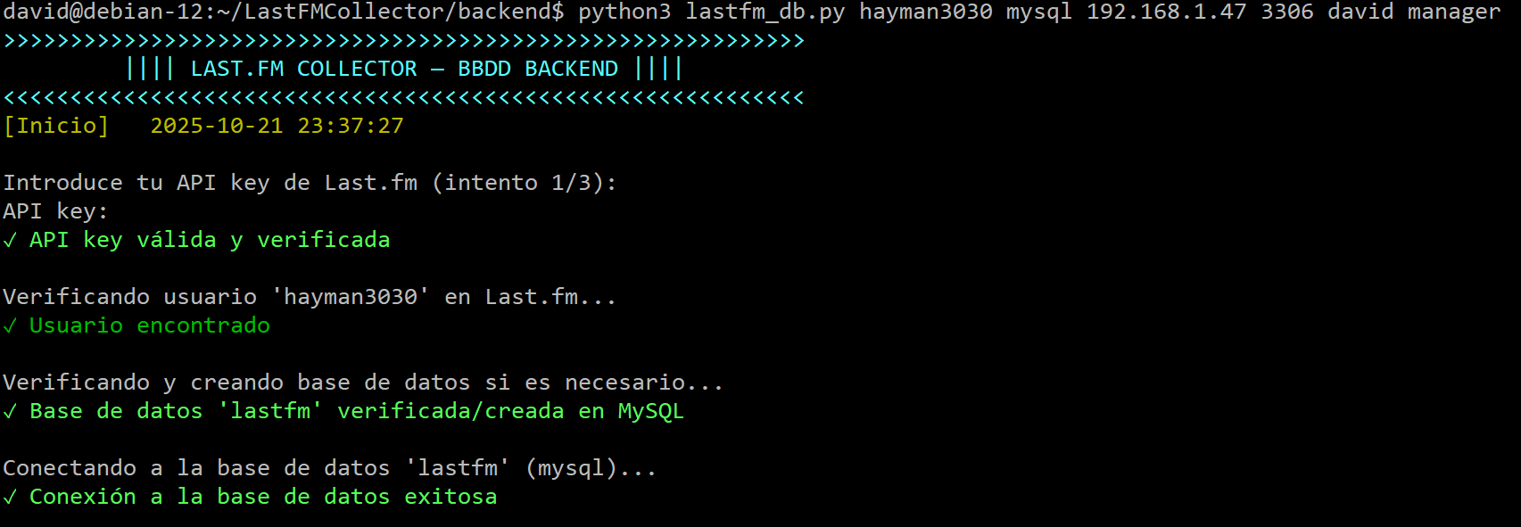 LastFMCollector - Backend MySQL