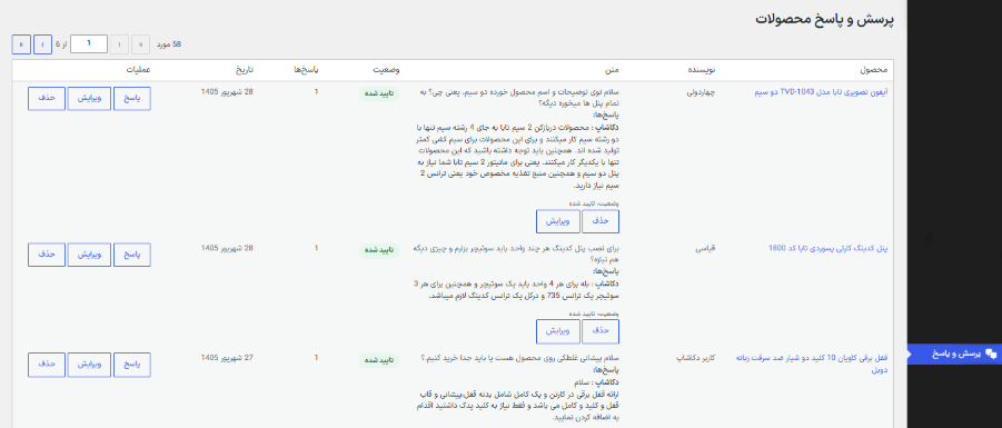 Admin question management