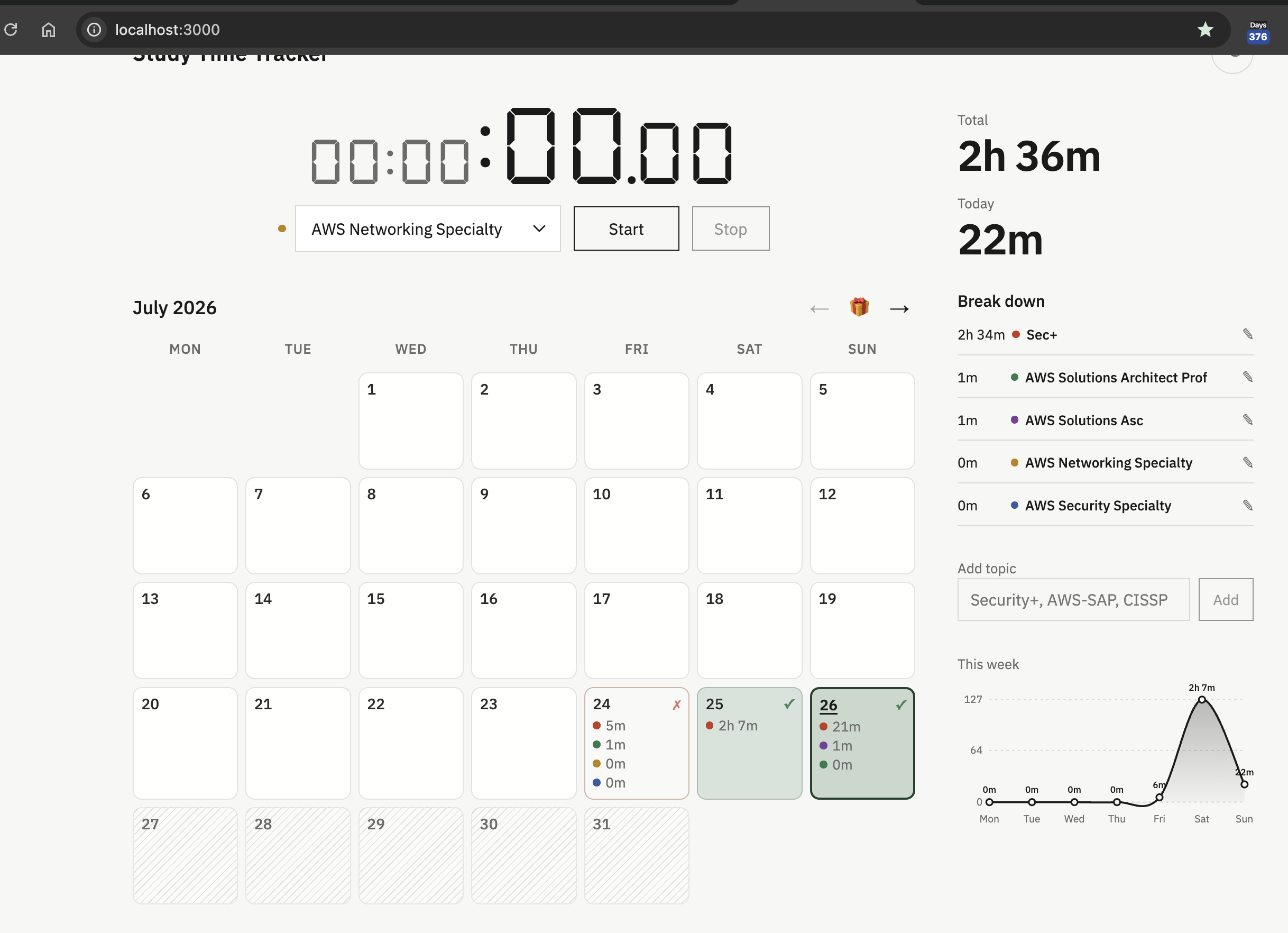 Study Time Tracker app