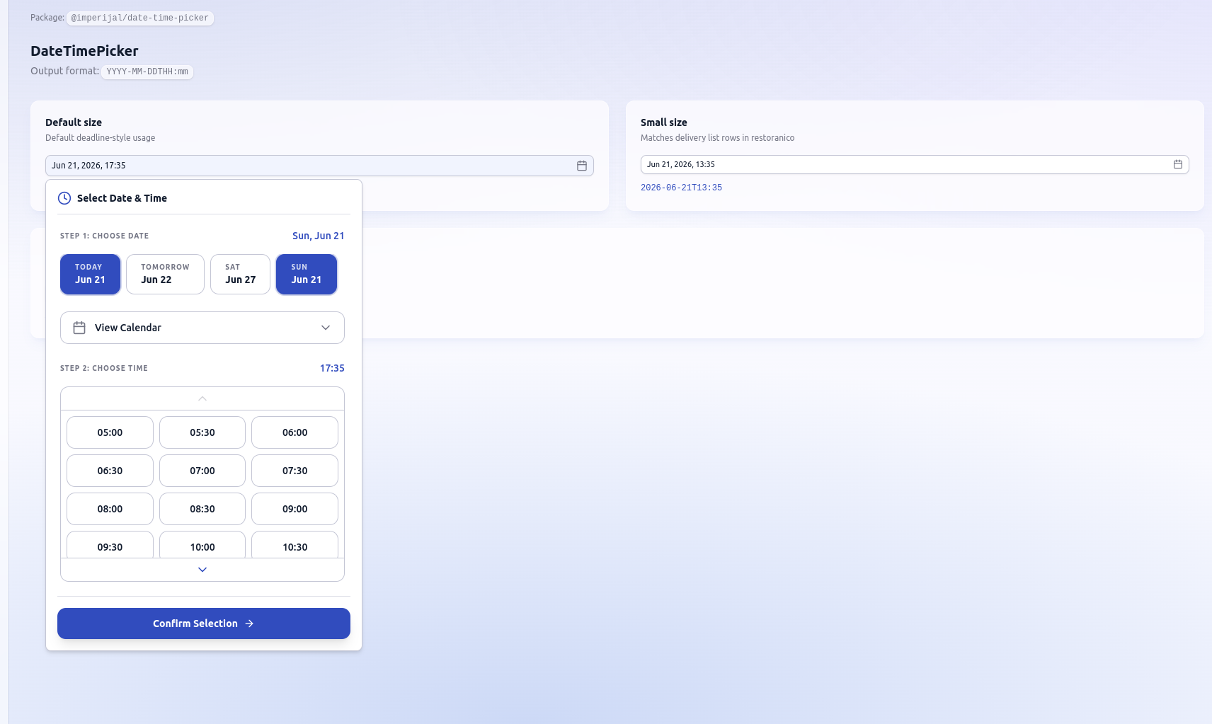 DateTimePicker demo