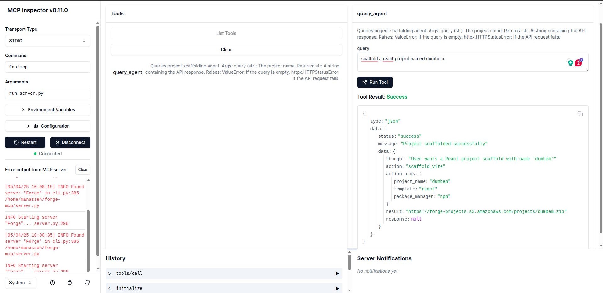 MCP Inspector Screenshot