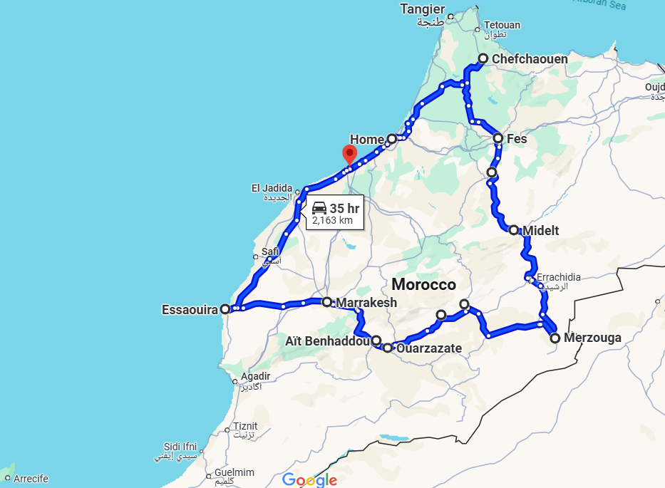 Tour route map