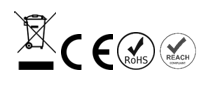 CE, WEEE, RoHS and REACH compliance symbols
