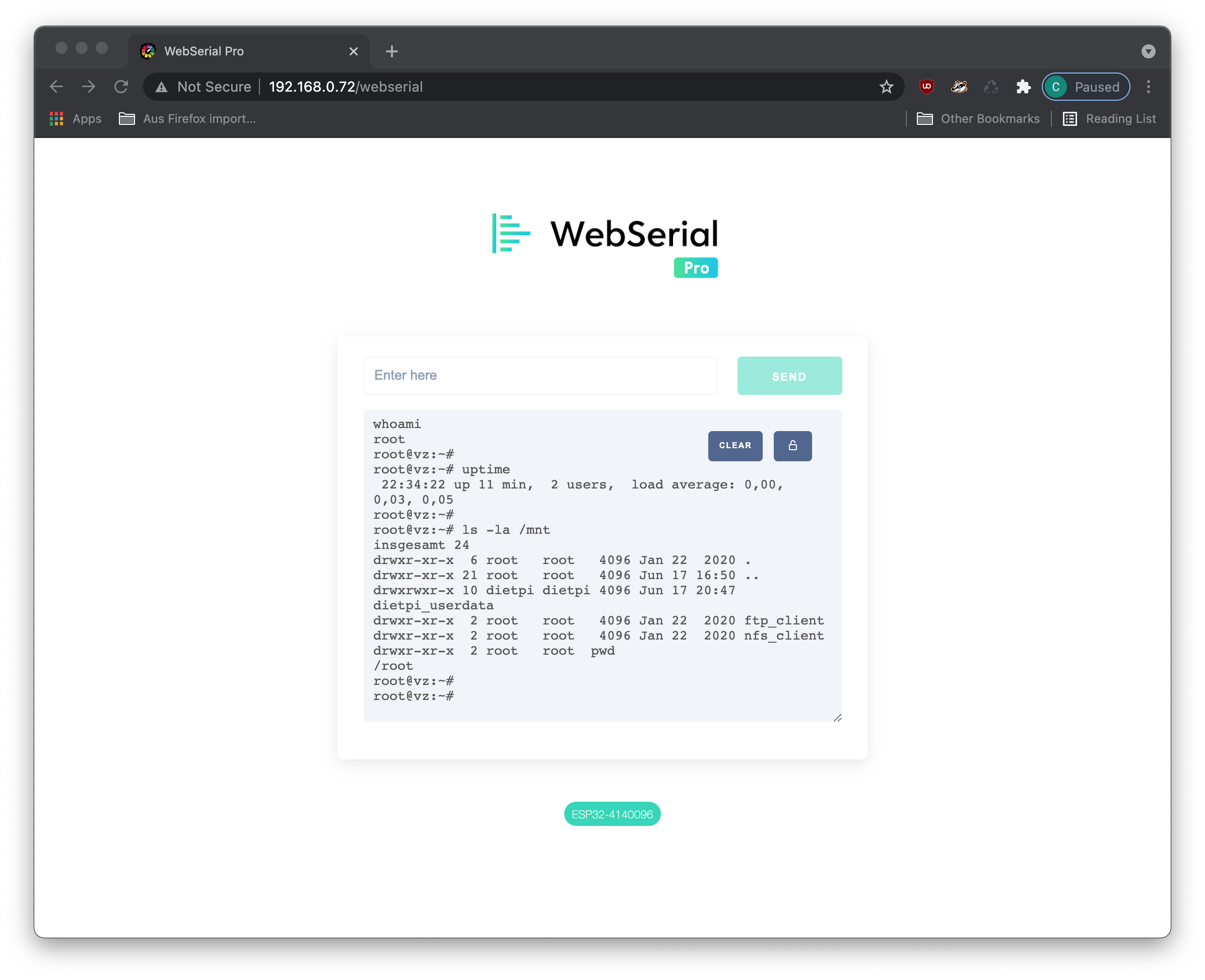 ESP32 Webserial Interface