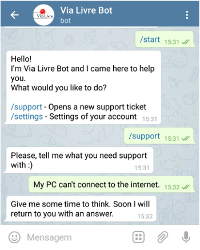 The client talks to the bot screenshot