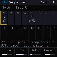 Sequencer page while playing