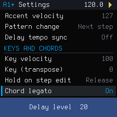 Settings page