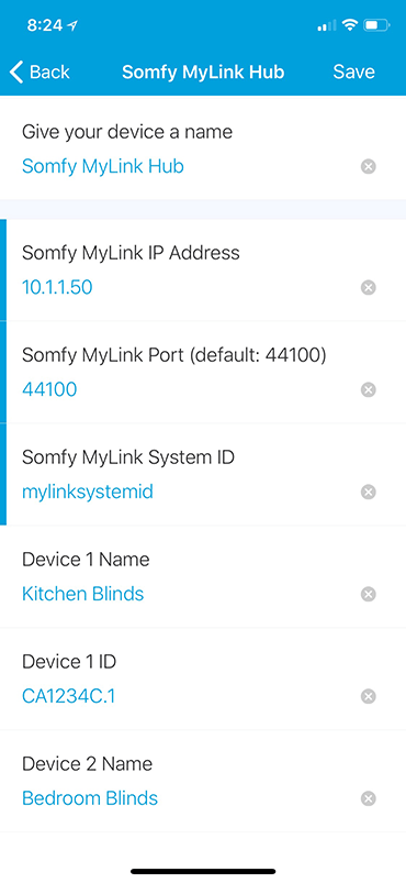 Preview of device settings in SmartThings interface