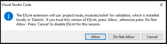 Approve ESLint dialog