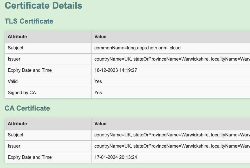 screenshot of flask-cert-details displaying certificate and CA information