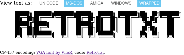 Retrotxt text logo with RetrotxtJS