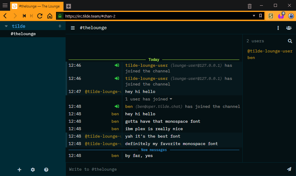 Screenshot of the Solarized theme for The Lounge