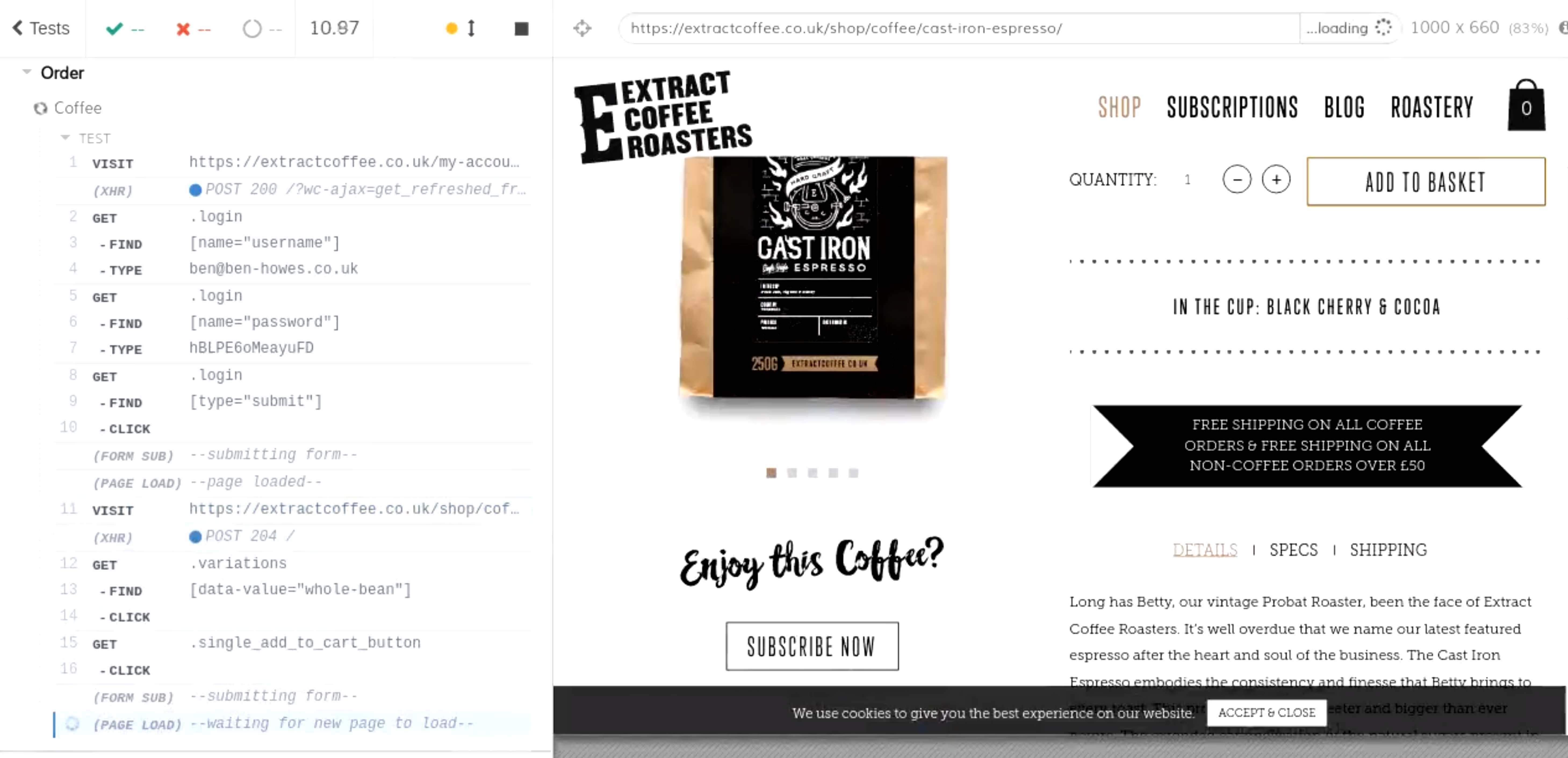 Automated coffee ordering on a button click