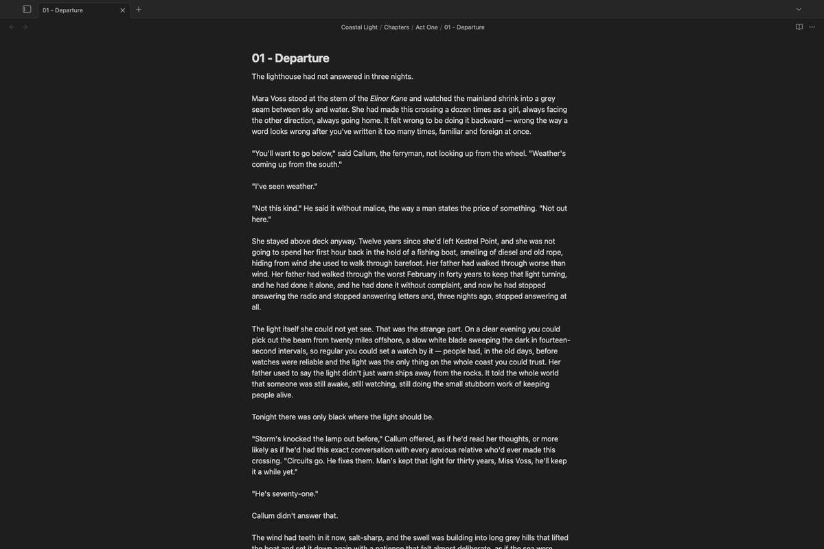 Flow Mode distraction-free editor