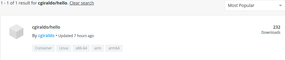 dockerhub search results