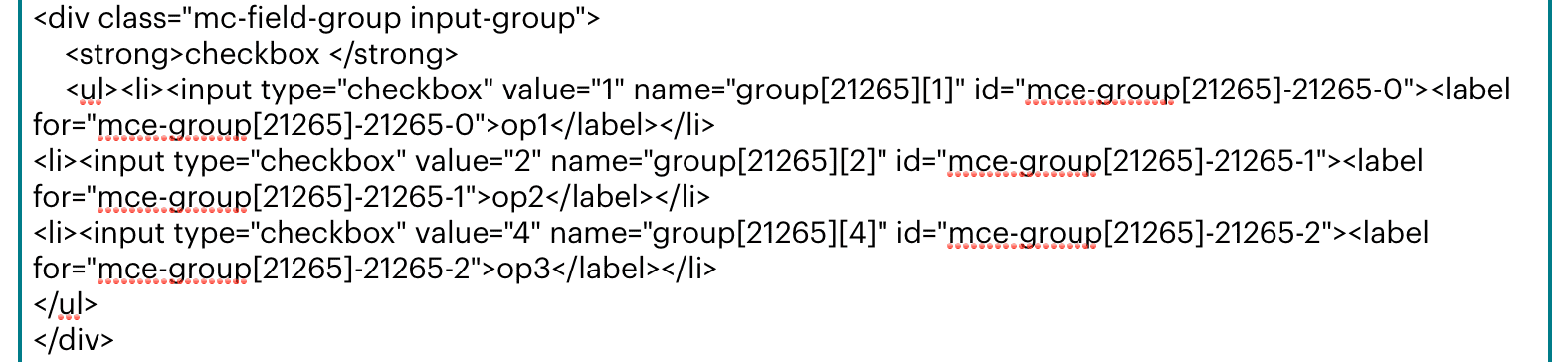 screenshot of Mailchimp Groups
