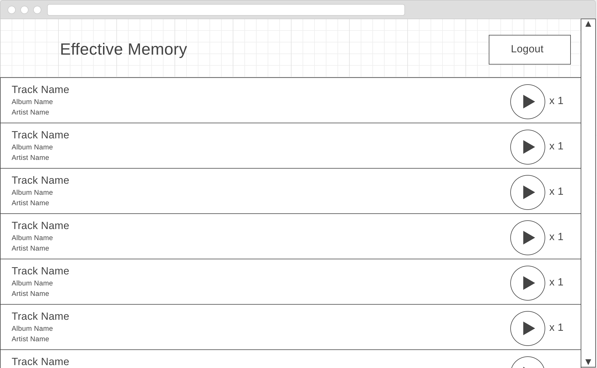 track list wireframe