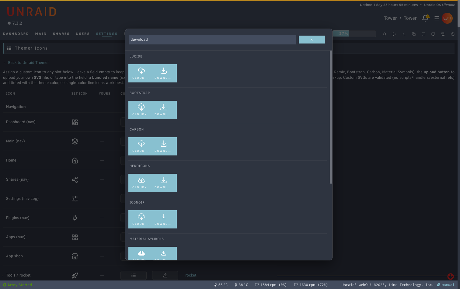 Icon grid picker across all bundled sets