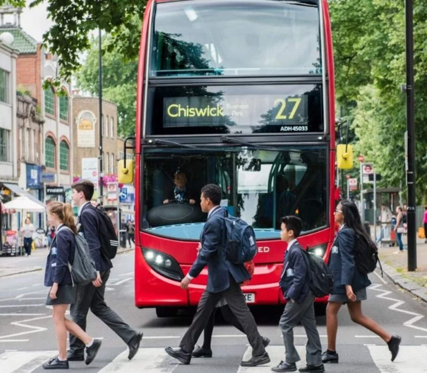 Children travelling to school in London