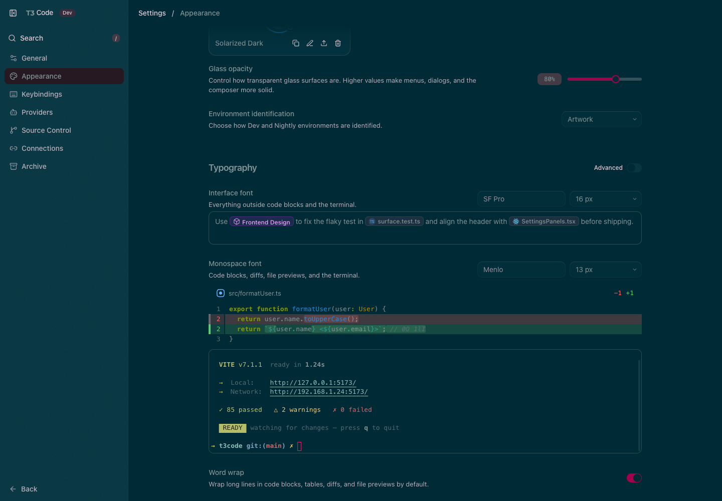 Solarized Dark palette with imported syntax colors
