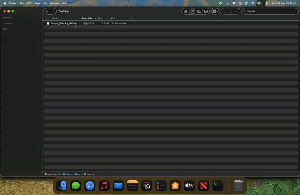 Launching Escape Velocity from Finder with native macOS menu and application icon integration