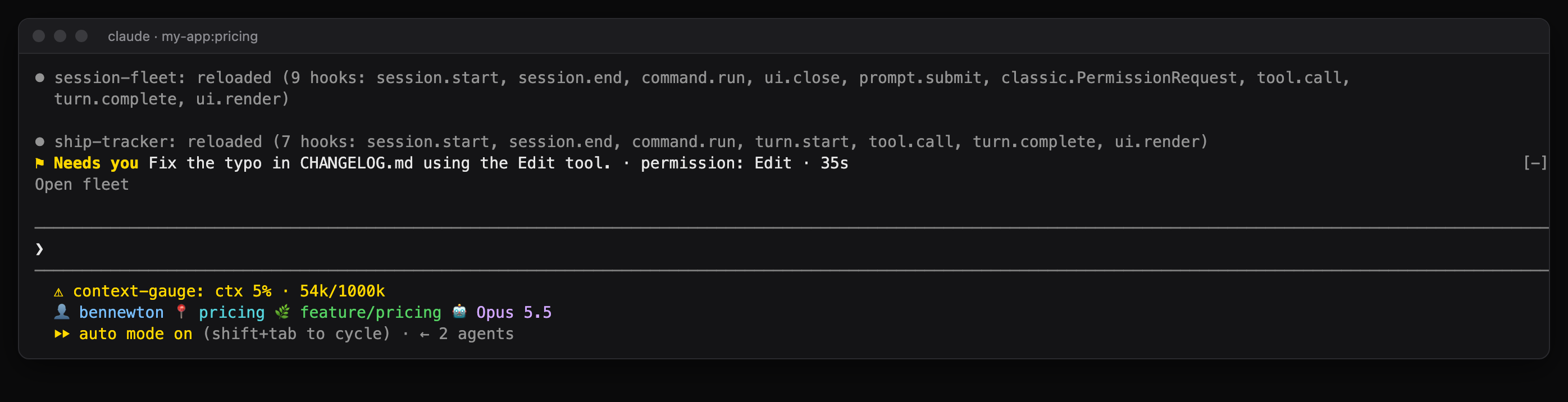 The needs-you row above the prompt