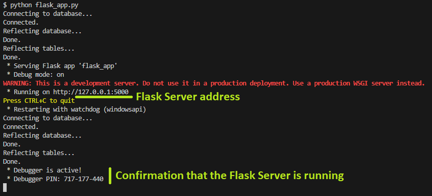 Flask Server console