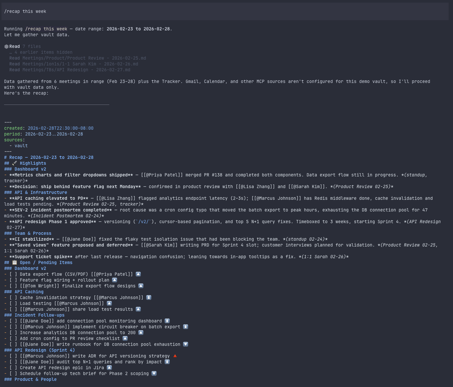 Cursor CLI demo — /recap this week