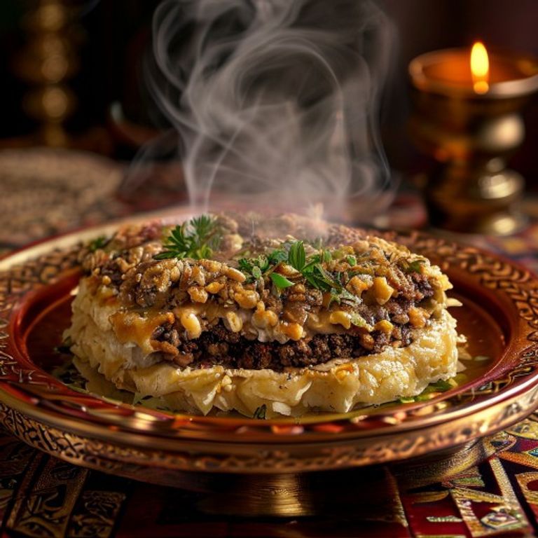 Lebanese Kibbeh Bil Saniyeh (Baked Bulgur and Lamb Pie)