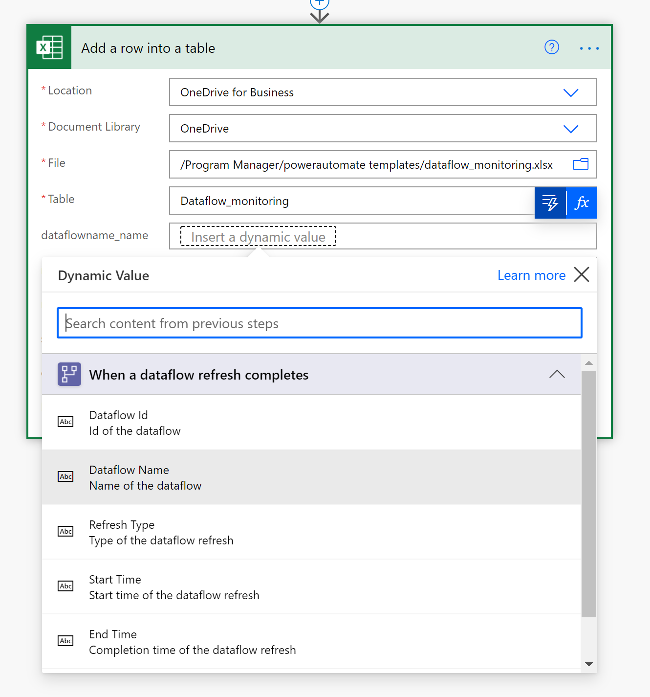 An example of folder structure