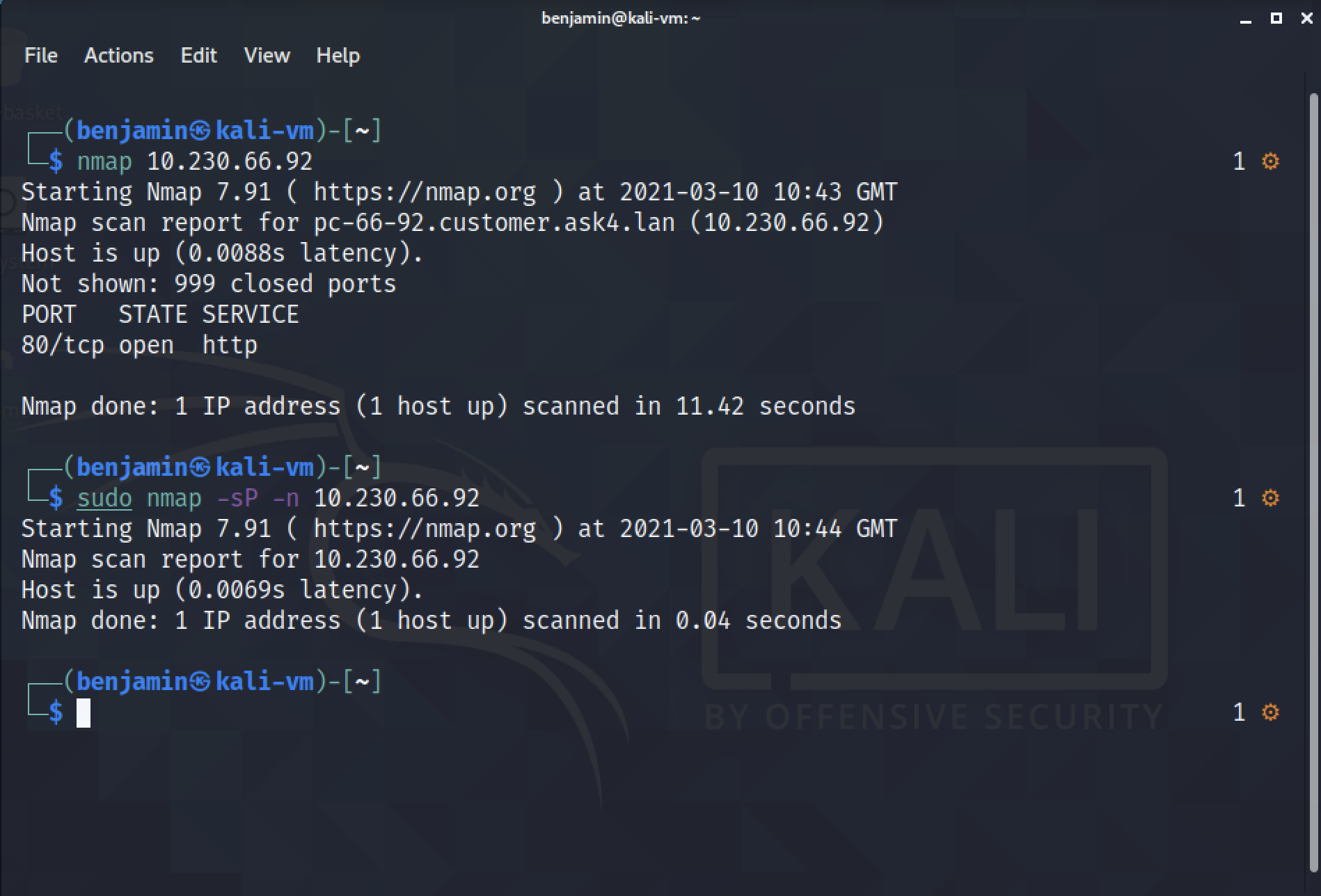 NMAP scan after set-up