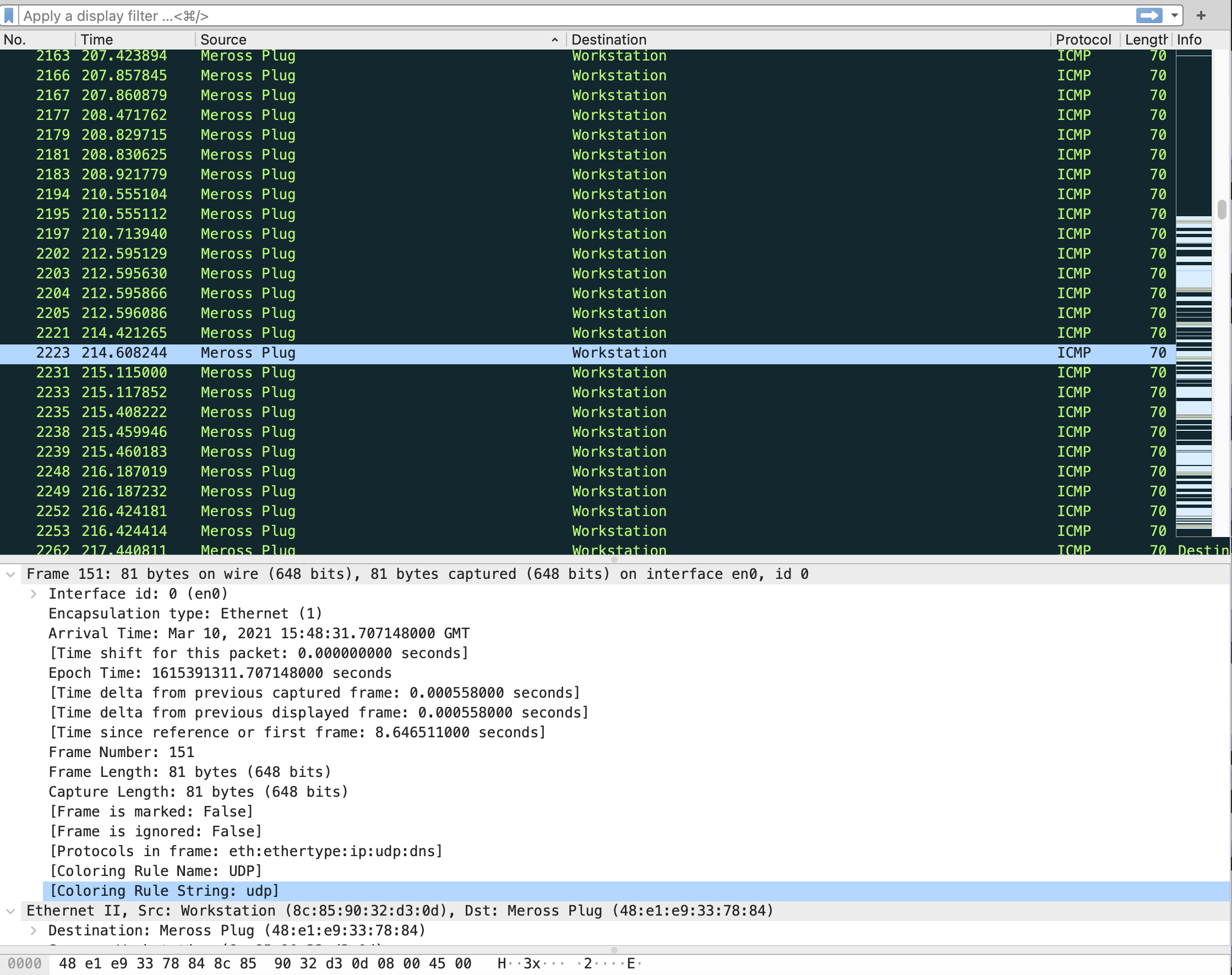 Wireshark capture