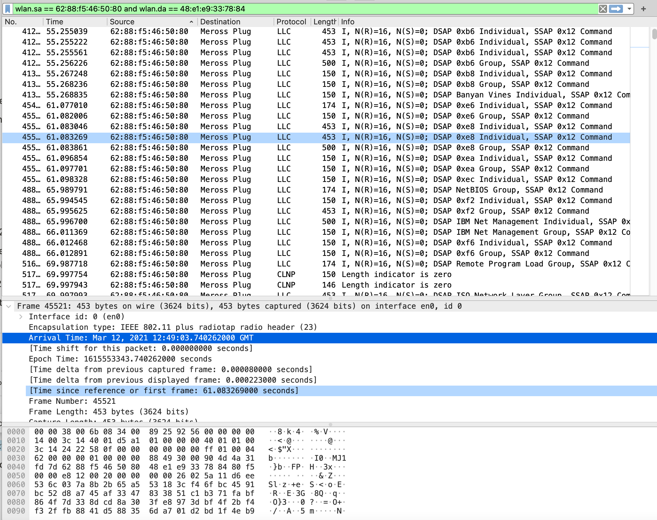 Wireshark packet info