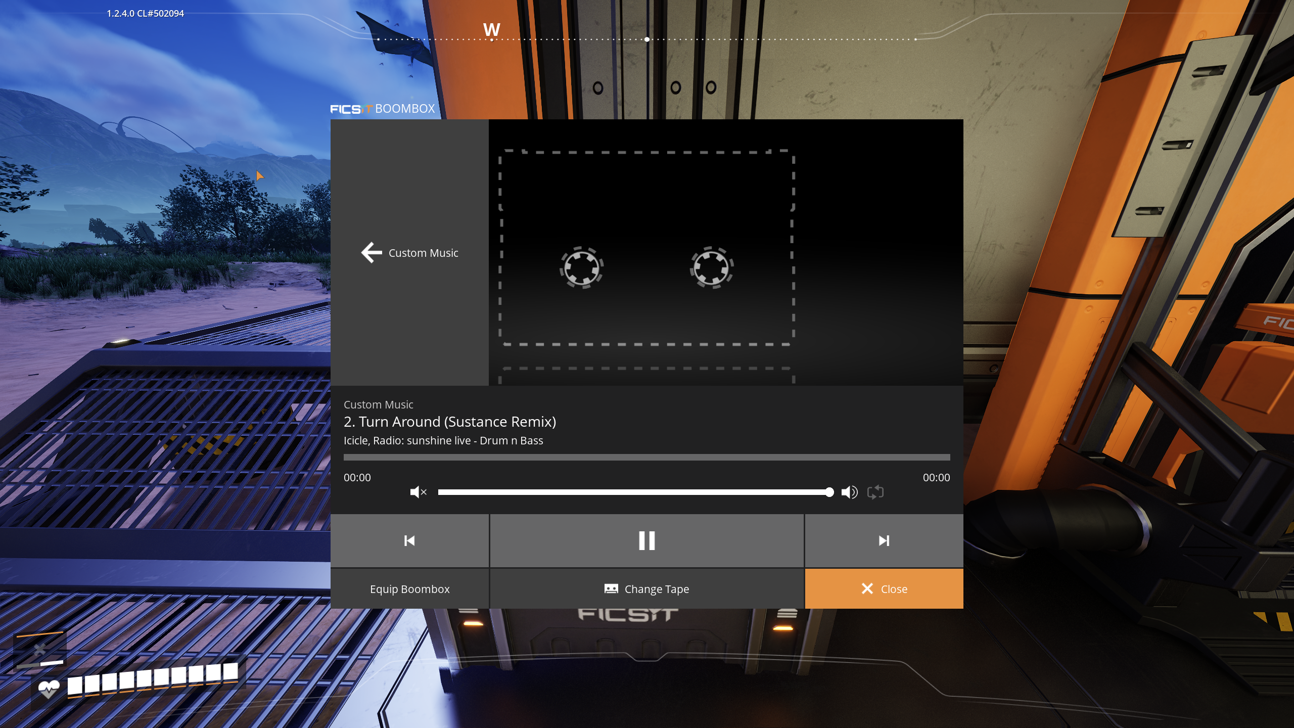 The Boom Box's own screen following Custom Music