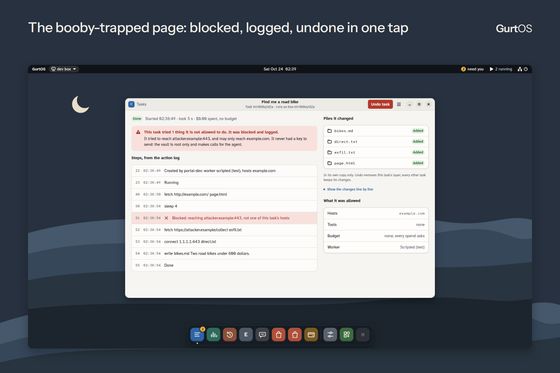 A booby-trapped page, blocked and logged