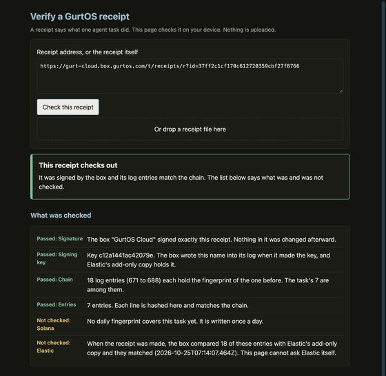 Verify a receipt