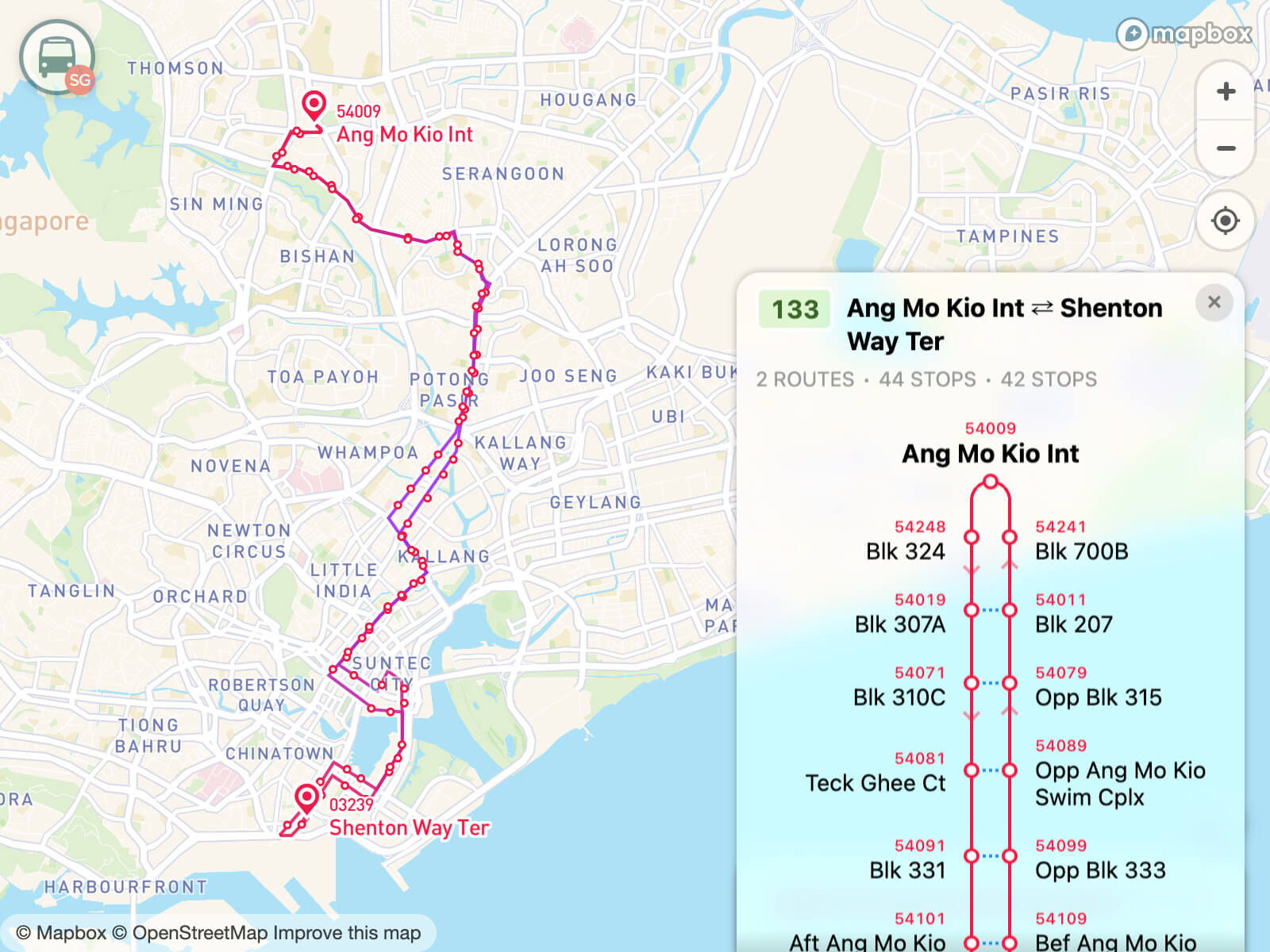 Screenshot of BusRouter SG