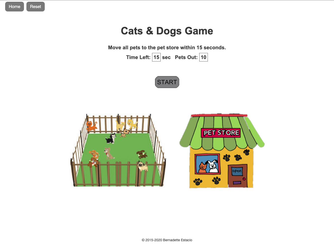 Cats and Dogs Game Webpage