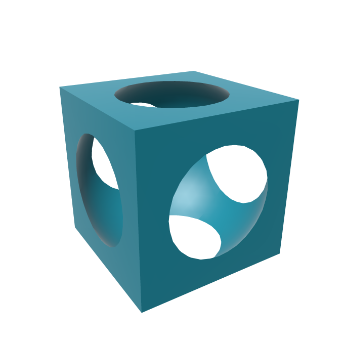 CSG cube built with the Typst DSL
